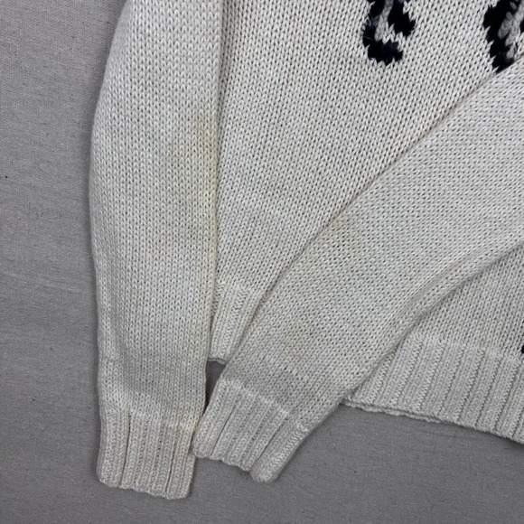 Vintage Ralph Lauren Sport Womens White Knit Dog Graphic Sweater RL Logo Size L - Picture 11 of 13